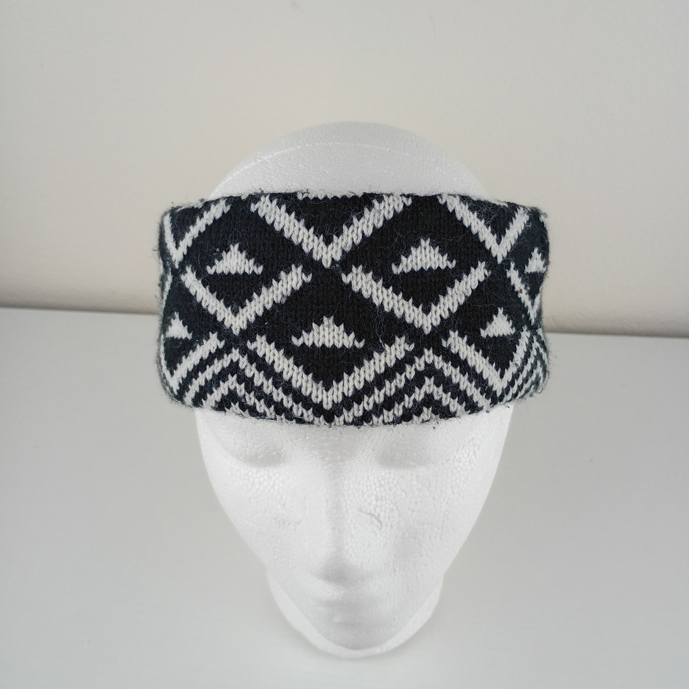 Charlotte Russe Black White Geometric Knit Fleece Lined Headband Ear Warmer